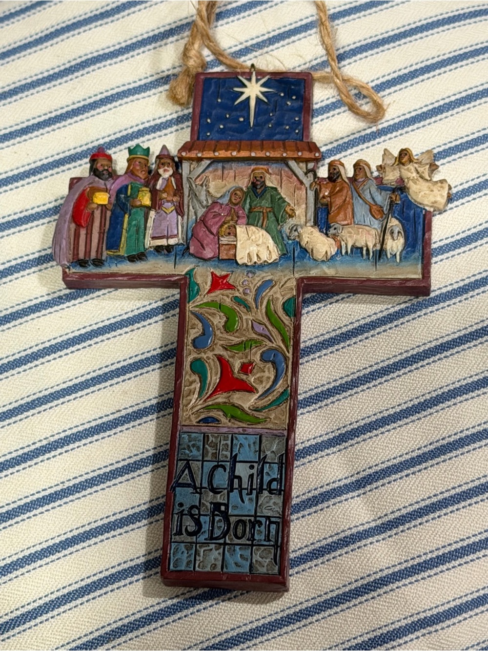 Jim Shore Hand-Painted Nativity Cross Ornament -